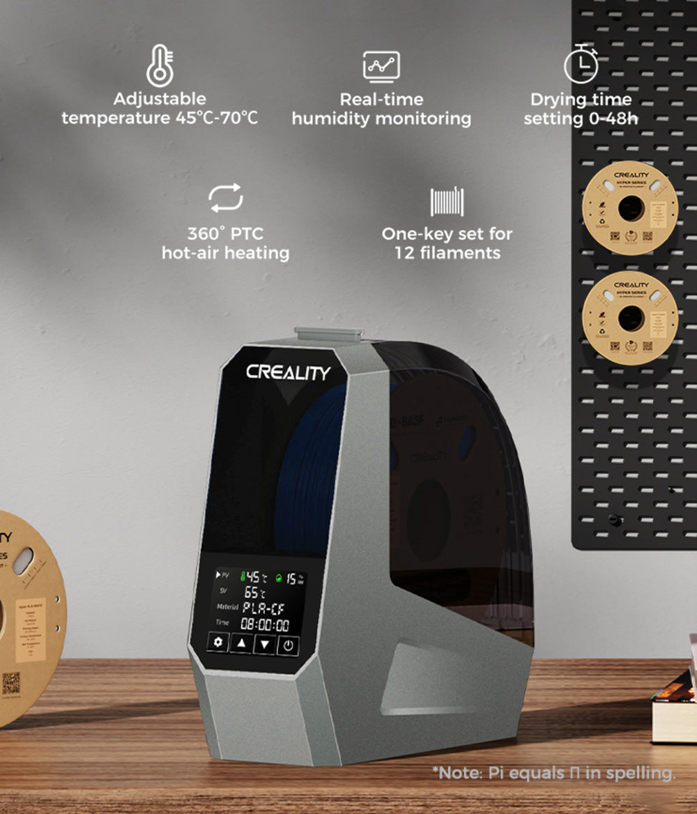 Creality Space Pi Caja Secadora de Filamento para Impresora 3D, Calefacción PTC de Aire Caliente de 360 Grados, Temporizador de 48 Horas, Pantalla Táctil LCD