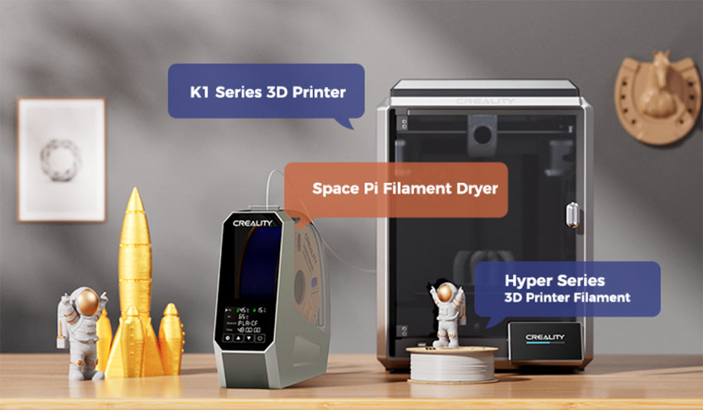 Creality Space Pi Caja Secadora de Filamento para Impresora 3D, Calefacción PTC de Aire Caliente de 360 Grados, Temporizador de 48 Horas, Pantalla Táctil LCD