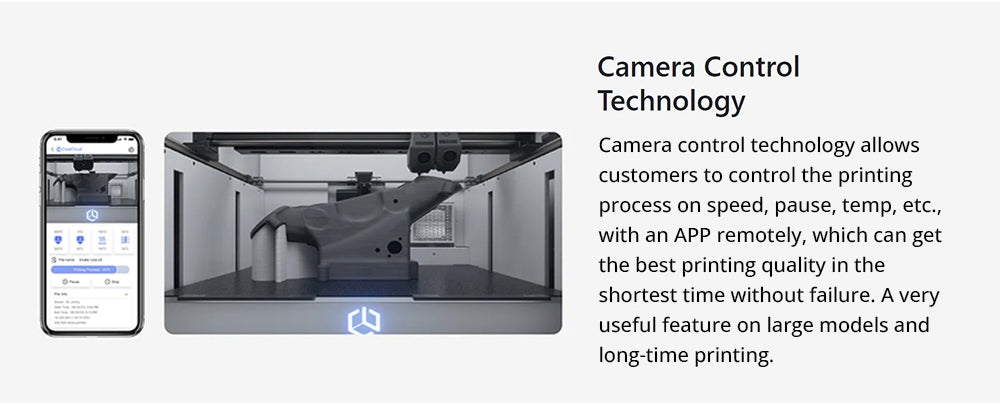 CreatBot D600 Pro 2 3D Printer, Auto-Leveling, Camera Control, Auto-Rising Dual Extruders, 150mm/s Max Printing Speed, Removable Magnetic Platform, Air Filter, Single Extrusion Volume 600x600x600mm, Dual Extrusion Volume 540x600x600mm
