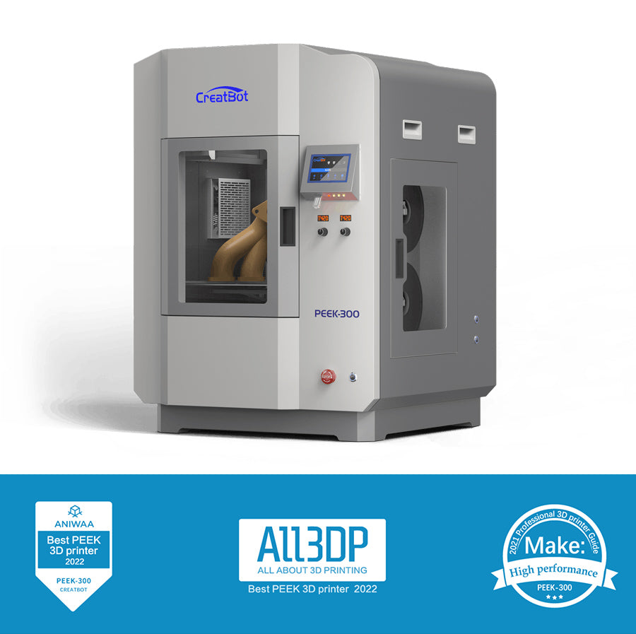 CreatBot PEEK-300 3D Printer, Auto-Leveling, Auto-Rising Dual Extruders, 10-120mm/s Print Speed, Direct Annealing System, Air Pump/Water Cooling, Single Extrusion Volume 300x300x400mm, Dual Extrusion Volume 240x300x400mm