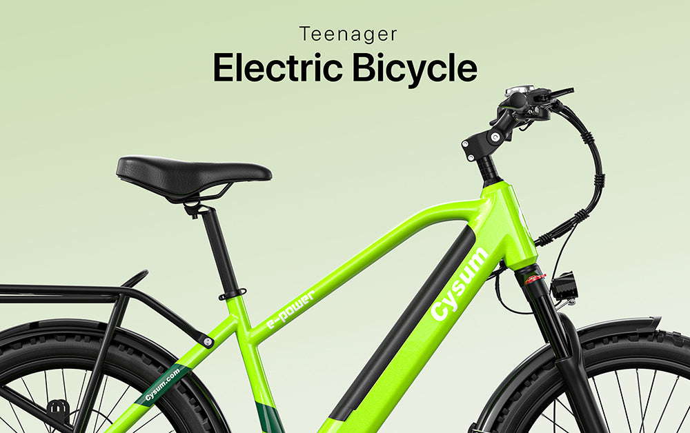 Bicicleta eléctrica para adolescentes CYSUM Hoody, motor de 250 W, batería de 36 V y 10 Ah, velocidad máxima de 35 km/h, autonomía máxima de 55 km, neumáticos de 24 x 2,1 pulgadas, Shimano de 8 velocidades, pantalla LCD, faros LED.