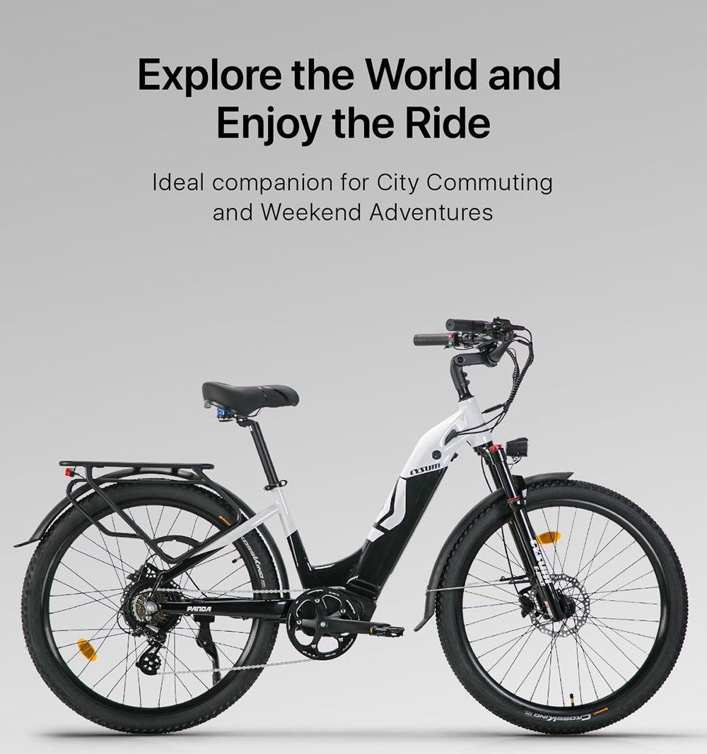 Cysum Panda Elektrofahrrad, 500-W-Motor, 48-V-14-Ah-Akku, 27,5 x 2,2-Zoll-Reifen, 40 km/h Höchstgeschwindigkeit, 65–90 km Reichweite, hydraulische Scheibenbremse, Federgabel, SHIMANO 7-Gang-Schaltung, LCD-Display