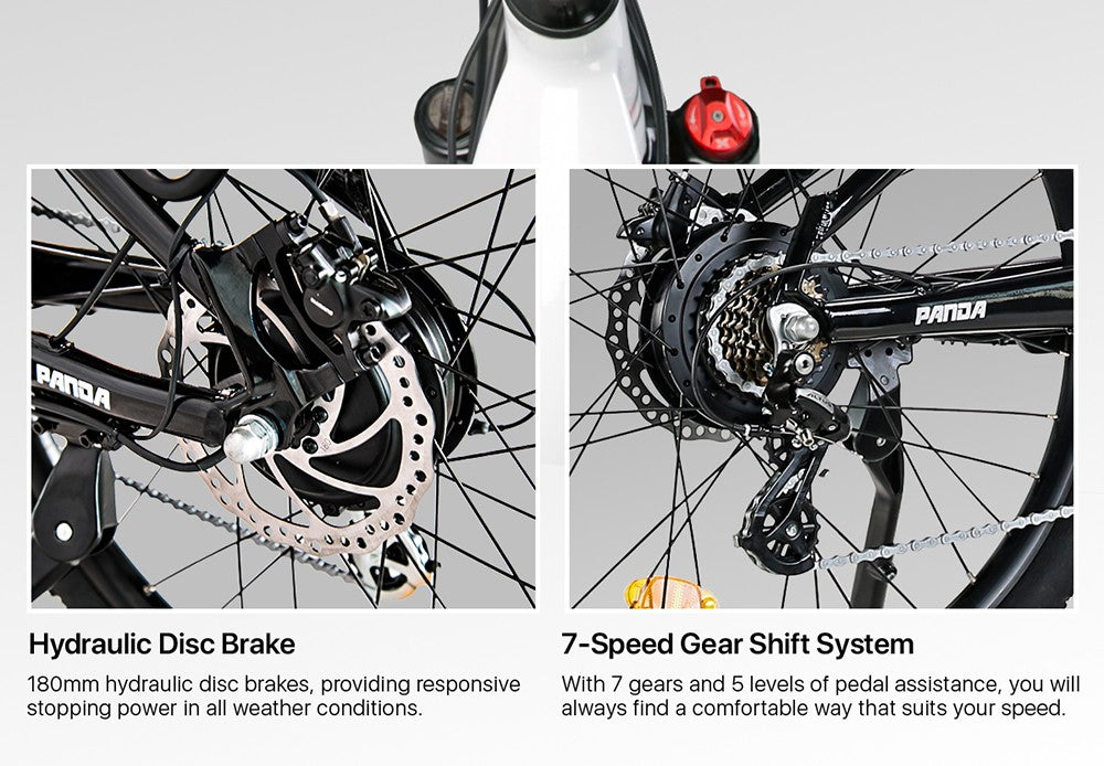 Cysum Panda Elektrofahrrad, 500-W-Motor, 48-V-14-Ah-Akku, 27,5 x 2,2-Zoll-Reifen, 40 km/h Höchstgeschwindigkeit, 65–90 km Reichweite, hydraulische Scheibenbremse, Federgabel, SHIMANO 7-Gang-Schaltung, LCD-Display