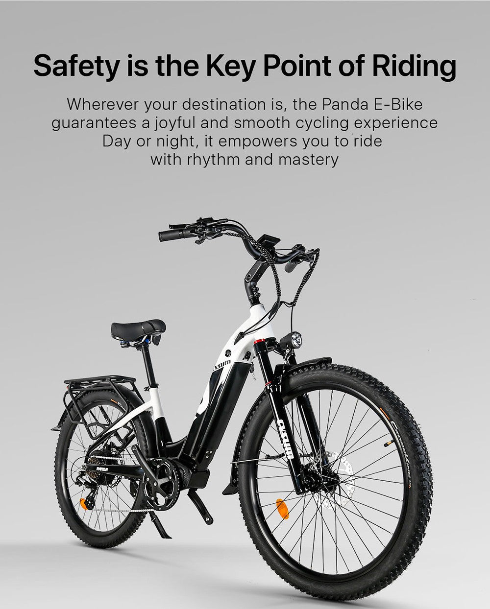 Cysum Panda Elektrofahrrad, 500-W-Motor, 48-V-14-Ah-Akku, 27,5 x 2,2-Zoll-Reifen, 40 km/h Höchstgeschwindigkeit, 65–90 km Reichweite, hydraulische Scheibenbremse, Federgabel, SHIMANO 7-Gang-Schaltung, LCD-Display