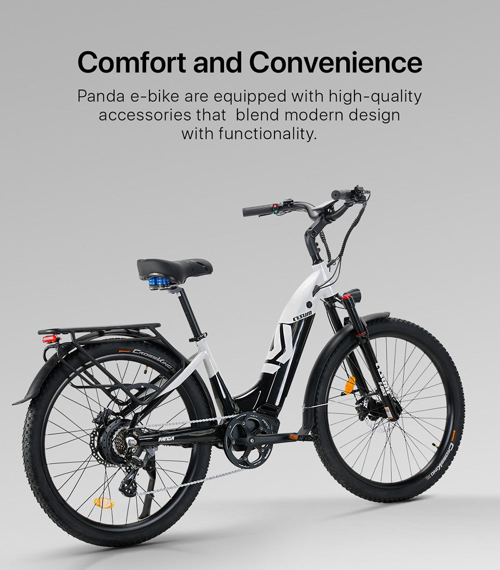 Cysum Panda Elektrofahrrad, 500-W-Motor, 48-V-14-Ah-Akku, 27,5 x 2,2-Zoll-Reifen, 40 km/h Höchstgeschwindigkeit, 65–90 km Reichweite, hydraulische Scheibenbremse, Federgabel, SHIMANO 7-Gang-Schaltung, LCD-Display