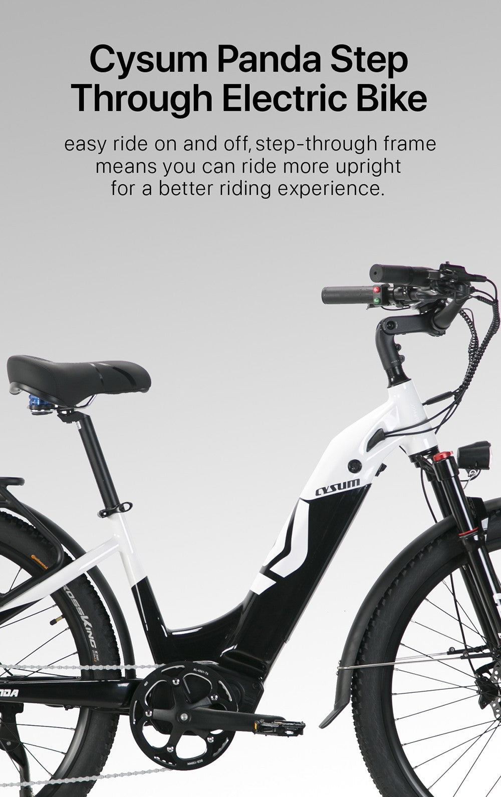 Cysum Panda Elektrofahrrad, 500-W-Motor, 48-V-14-Ah-Akku, 27,5 x 2,2-Zoll-Reifen, 40 km/h Höchstgeschwindigkeit, 65–90 km Reichweite, hydraulische Scheibenbremse, Federgabel, SHIMANO 7-Gang-Schaltung, LCD-Display