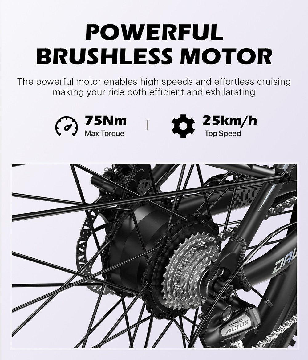 Cysum Speedy Electric Bike, 500W Motor, 48V 14AH Battery, 27.5*2.2-inch Tire, 40km/h Max Speed, 100km Range, Hydraulic Disc Brake, Suspension Fork, SHIMANO 7-speed, LCD Display