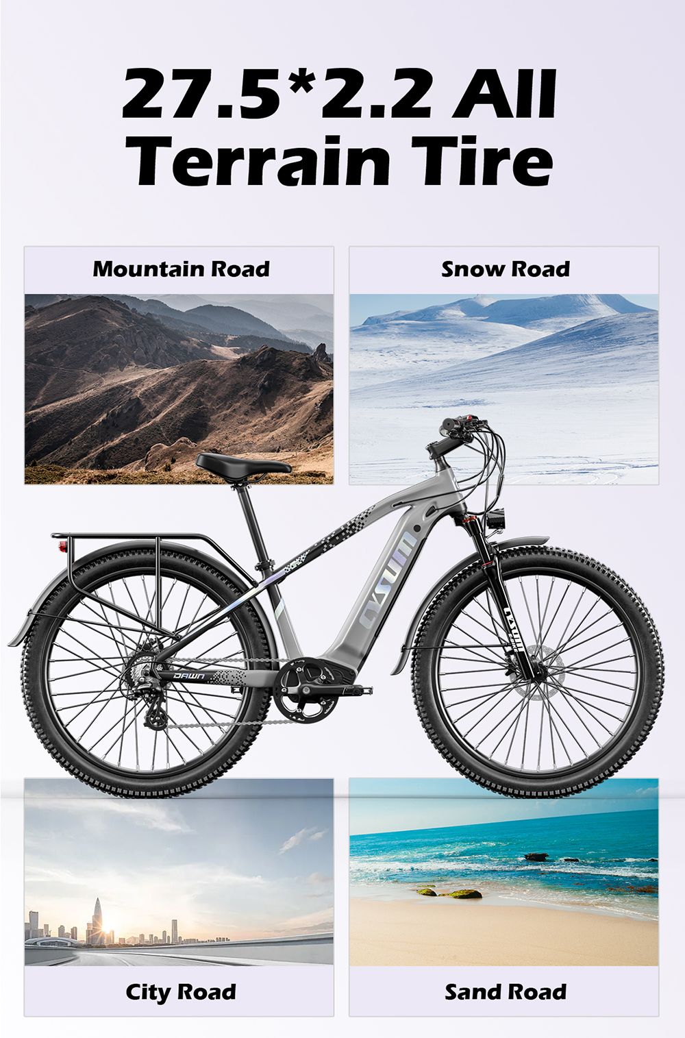 Cysum Speedy Electric Bike, 500W Motor, 48V 14AH Battery, 27.5*2.2-inch Tire, 40km/h Max Speed, 100km Range, Hydraulic Disc Brake, Suspension Fork, SHIMANO 7-speed, LCD Display