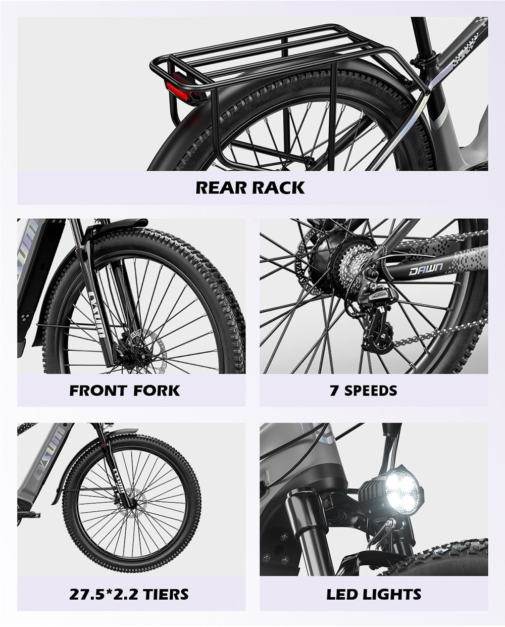 Cysum Speedy Electric Bike, 500W Motor, 48V 14AH Battery, 27.5*2.2-inch Tire, 40km/h Max Speed, 100km Range, Hydraulic Disc Brake, Suspension Fork, SHIMANO 7-speed, LCD Display