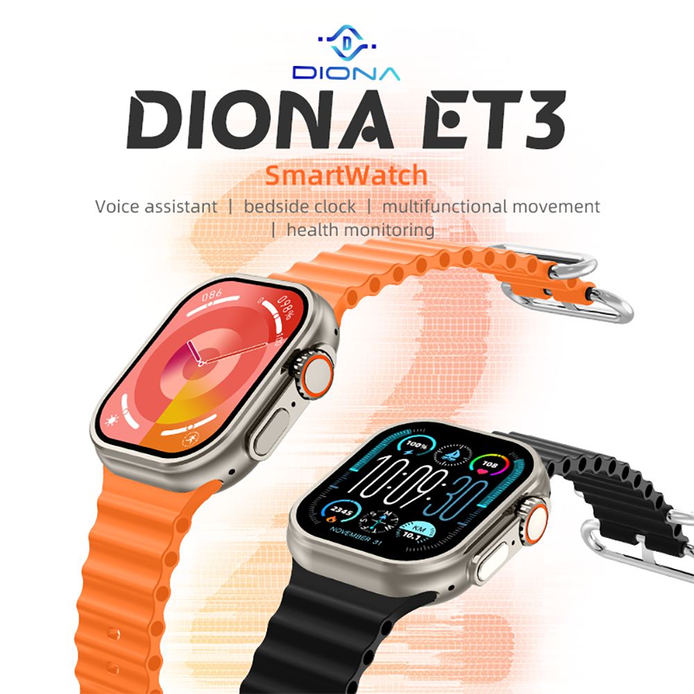 Reloj inteligente Diona ET3, pantalla de 2,1 pulgadas, asistente de voz, monitorización de la salud, llamadas Bluetooth, múltiples modos deportivos.