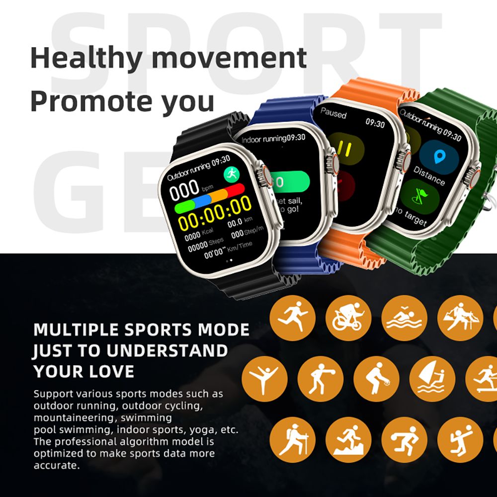 Reloj inteligente Diona ET3, pantalla de 2,1 pulgadas, asistente de voz, monitorización de la salud, llamadas Bluetooth, múltiples modos deportivos.