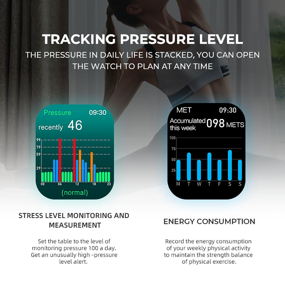 Reloj inteligente Diona ET3, pantalla de 2,1 pulgadas, asistente de voz, monitorización de la salud, llamadas Bluetooth, múltiples modos deportivos.