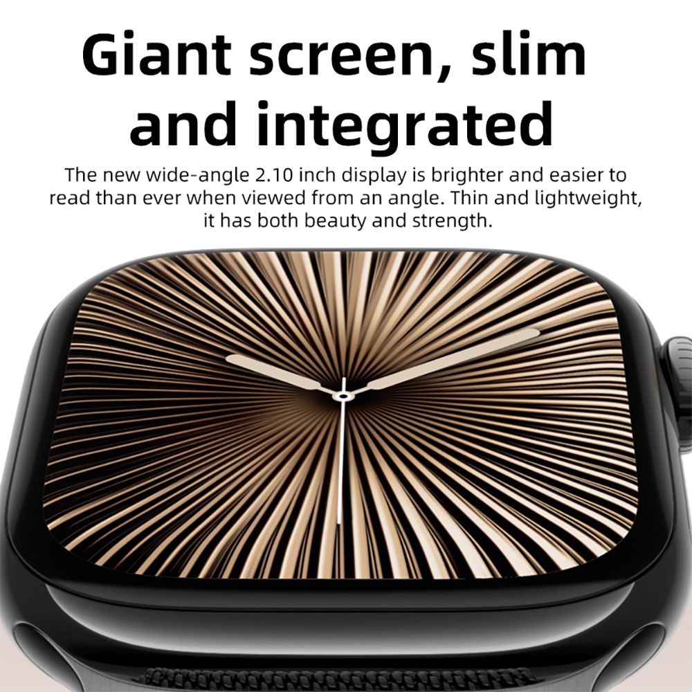 Diona MONA3 Mini Smartwatch, 2.10-inch Screen, Health & Sleep Monitoring, Bluetooth Calling, Multiple Sport Modes, Voice Assistant - Black