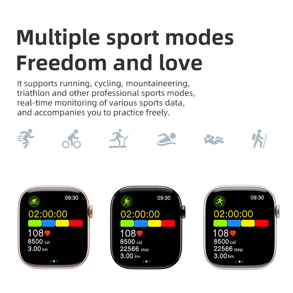 Diona MONA3 Mini Smartwatch, 2.10-inch Screen, Health & Sleep Monitoring, Bluetooth Calling, Multiple Sport Modes, Voice Assistant - Black