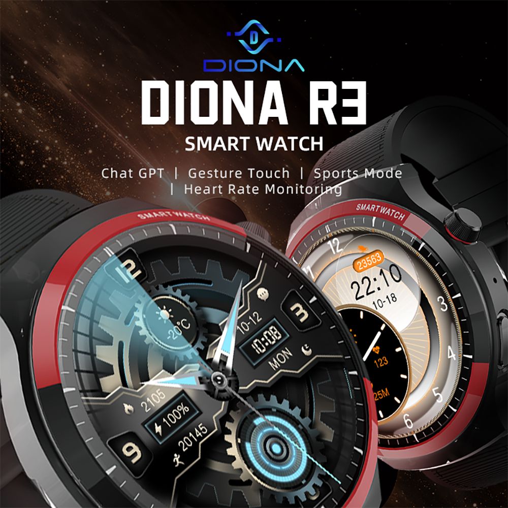 Diona R3 Smartwatch, 1.55-inch Screen, Health Sleep Monitoring, Bluetooth Calling, Voice Assistant, Dynamic Watch Faces, Multiple Sports Modes