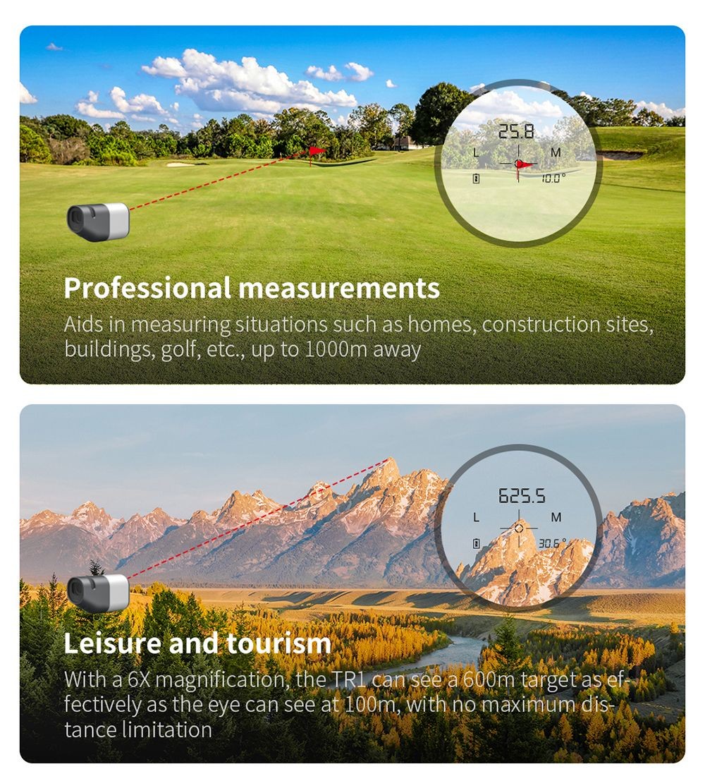 Telémetro con pantalla LCD Xiaomi Duka TR1, visor telescópico para golf, caza, topografía, viajes - 1200M