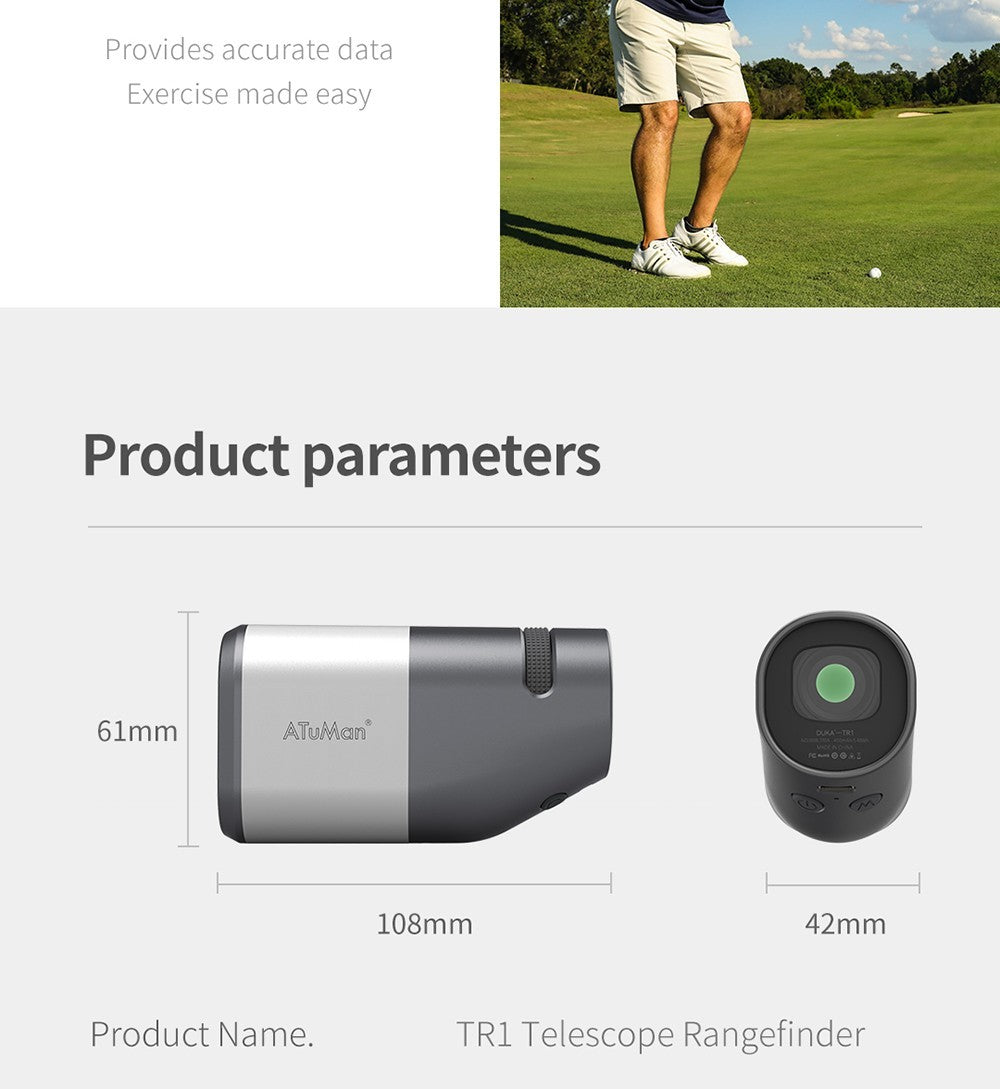 Telémetro con pantalla LCD Xiaomi Duka TR1, visor telescópico para golf, caza, topografía, viajes - 1200M