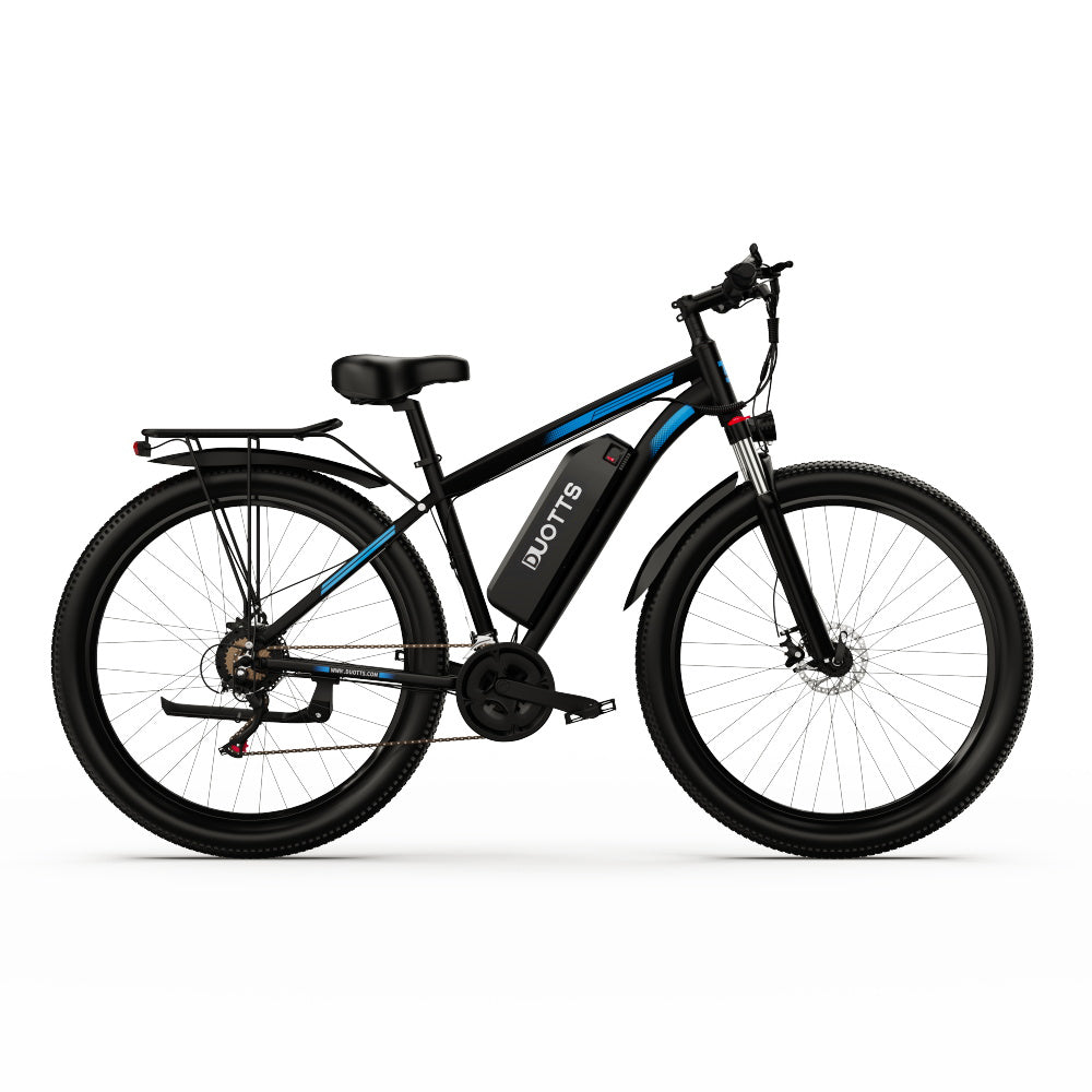DUOTTS C29 Electric Bike 750W 29*2.1 inch Wheel 48V 15Ah Battery 80-100km Max range, 50km/h Max Speed Shimano 21 Speed Gear Electric Mountain Bike with Rear Rack IP54 Waterproof Smart APP - Black