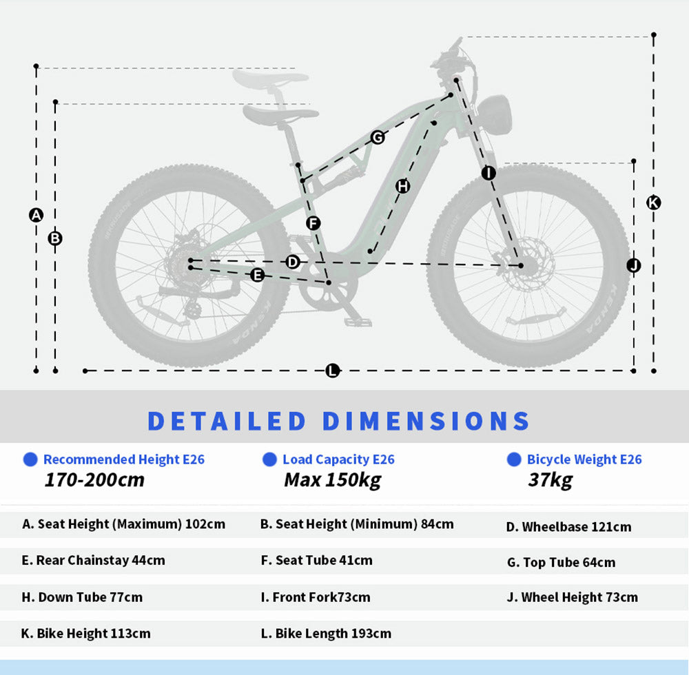 DUOTTS E26 Elektrofahrrad, 750-W-Motor, 48-V-20-Ah-Akku, 26 x 4,0-Zoll-Reifen, 55 km/h Höchstgeschwindigkeit, 120 km Reichweite, hydraulische Scheibenbremsen, Vorder- und Hinterradfederung, Shimano 8-Gang-Schaltung – Grün/Lila