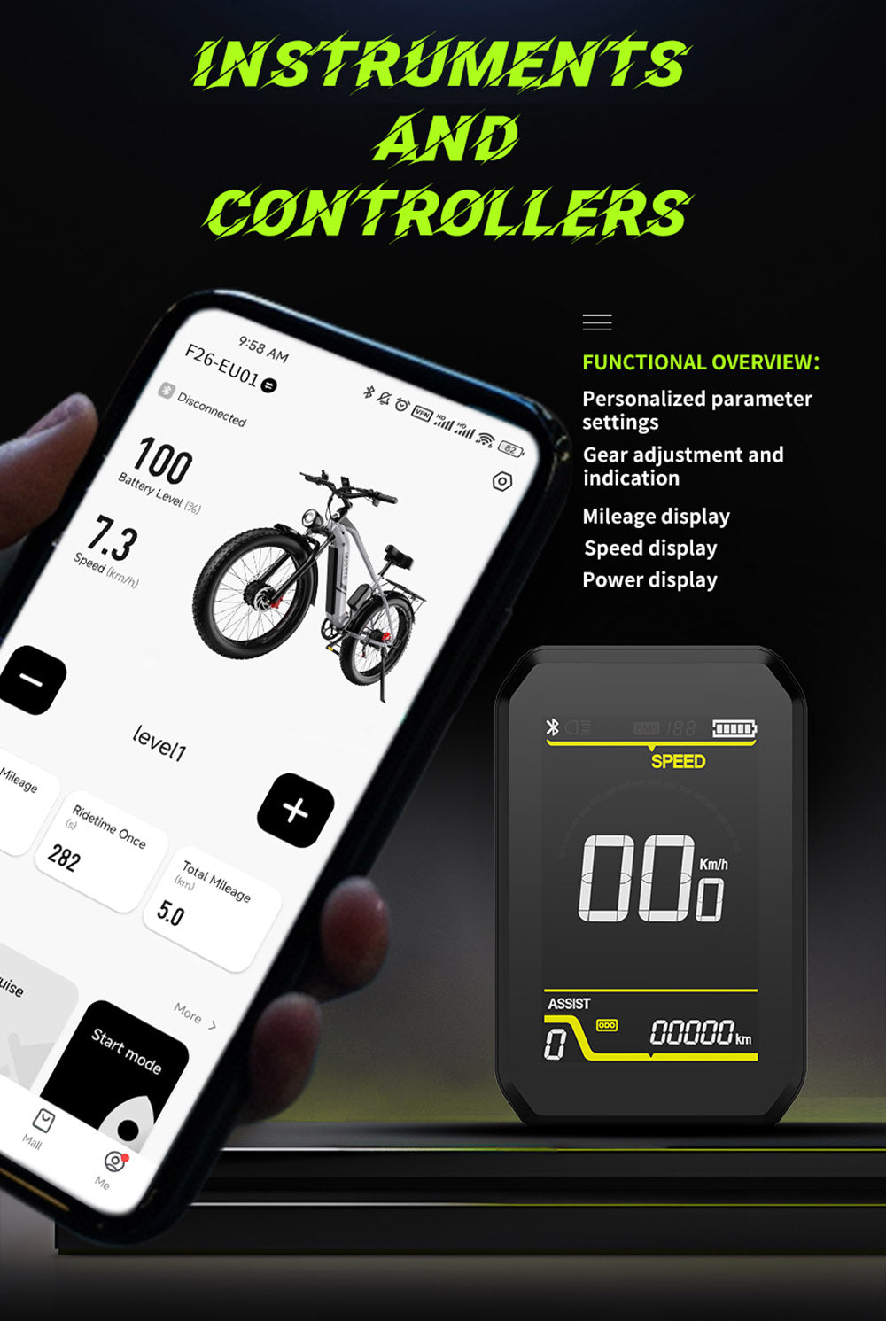 DUOTTS F26 Elektro-Mountainbike, 750W*2 Dualmotoren, 48V 20Ah Akku, 26*4,0 Zoll Fatbike-Reifen, 55 km/h Höchstgeschwindigkeit, 55° Steigfähigkeit, intelligentes Farbdisplay, Doppelscheibenbremsen, Federgabel vorne, 150 kg maximale Zuladung, 100 km Reichweite – Silber