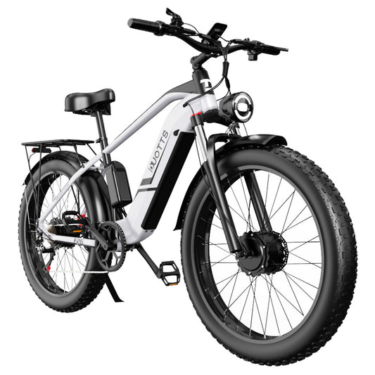 DUOTTS F26 Electric Mountain Bike 750W*2 Dual Motors Samsung 48V 20Ah Battery 26*4.0 Inch Fat Tires 55Km/h Max Speed 55 Degree Climbing Smart Color Display APP Dual Disc Brakes 150KG Max Load 100KM Range Smart App - Silver