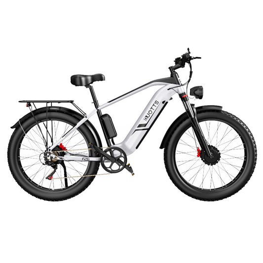 DUOTTS F26 Electric Mountain Bike 750W*2 Dual Motors Samsung 48V 20Ah Battery 26*4.0 Inch Fat Tires 55Km/h Max Speed 55 Degree Climbing Smart Color Display APP Dual Disc Brakes 150KG Max Load 100KM Range Smart App - Silver