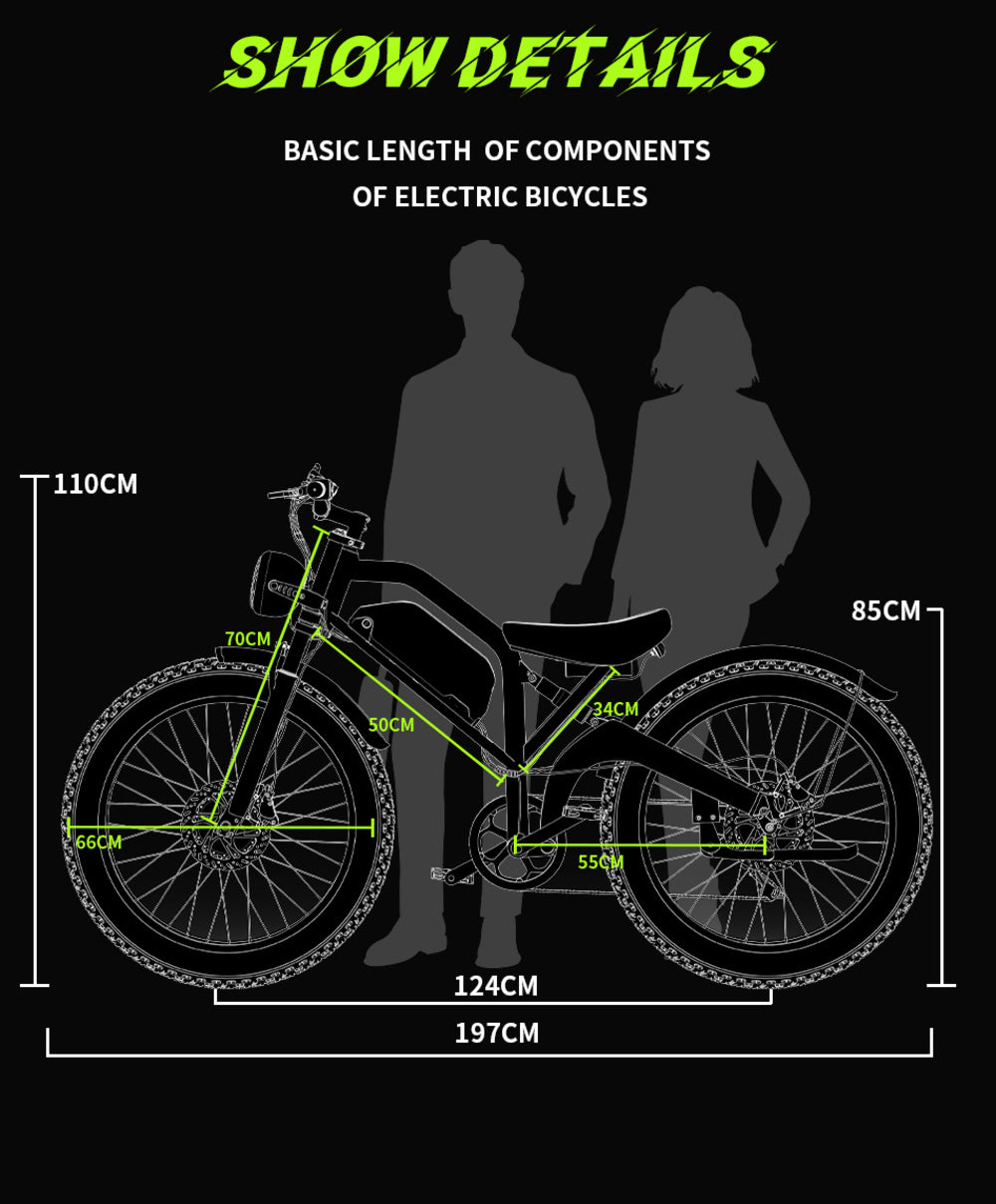 Bicicleta Eléctrica DUOTTS N26, Motores de 750W*2, Velocidad Máxima de 55km/h, 26*4.0