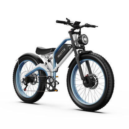 DUOTTS N26 Electric Bike, 750W*2 Motors, 55km/h Max Speed, 26*4.0" Inflatable Tires, 48V 20Ah Samsung Battery, 100-120km Range, Shimano 7-Speed, 200kg Max Load - White
