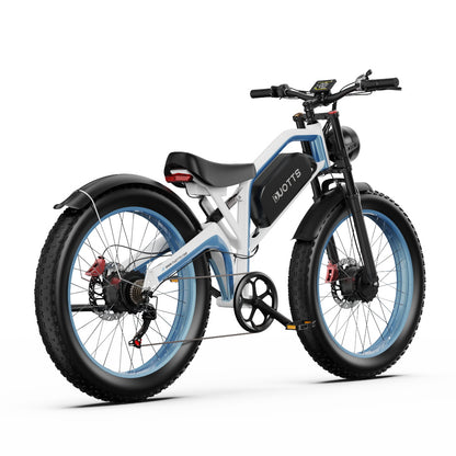 DUOTTS N26 Electric Bike, 750W*2 Motors, 55km/h Max Speed, 26*4.0" Inflatable Tires, 48V 20Ah Samsung Battery, 100-120km Range, Shimano 7-Speed, 200kg Max Load - White