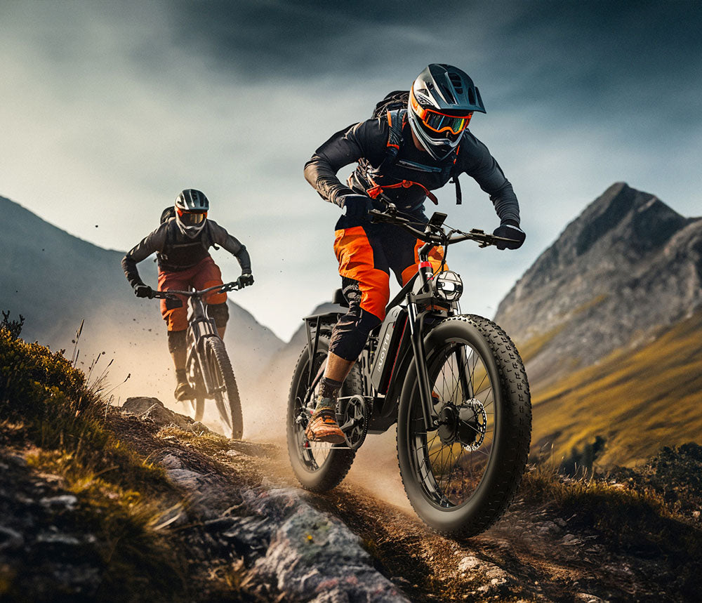Bicicleta Eléctrica DUOTTS S26, Motores 750W*2, Velocidad Máxima 50km/h, Neumáticos Inflables Gruesos de 26*4.0 pulgadas, Batería LG 48V 19.2Ah, Autonomía 120km, Shimano 7 Velocidades, Carga Máxima 150kg
