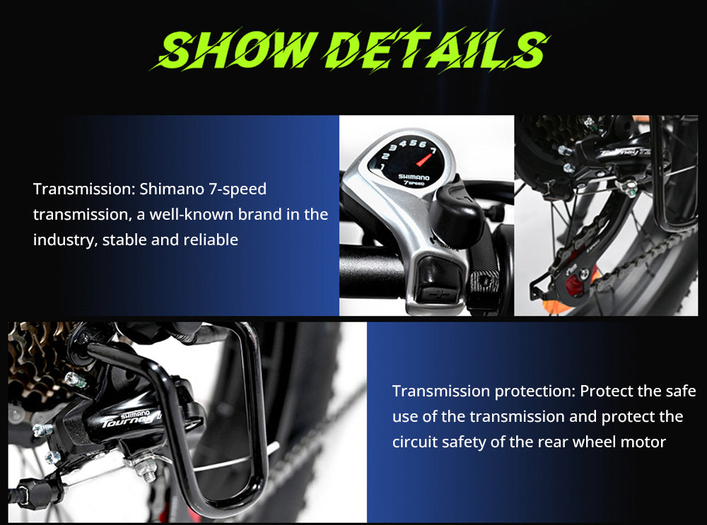 Bicicleta Eléctrica DUOTTS S26, Motores 750W*2, Velocidad Máxima 50km/h, Neumáticos Inflables Gruesos de 26*4.0 pulgadas, Batería LG 48V 19.2Ah, Autonomía 120km, Shimano 7 Velocidades, Carga Máxima 150kg