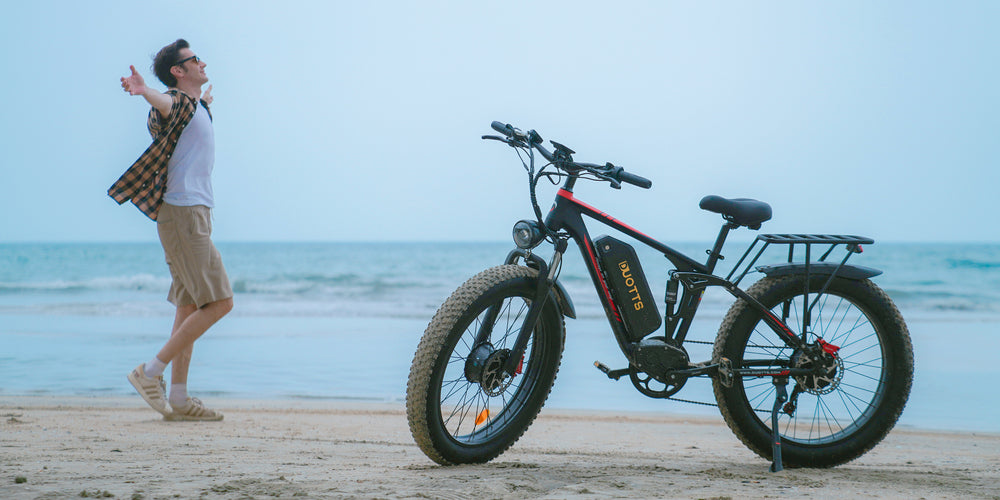 Bicicleta Eléctrica DUOTTS S26, Motores 750W*2, Velocidad Máxima 50km/h, Neumáticos Inflables Gruesos de 26*4.0 pulgadas, Batería LG 48V 19.2Ah, Autonomía 120km, Shimano 7 Velocidades, Carga Máxima 150kg - Negro