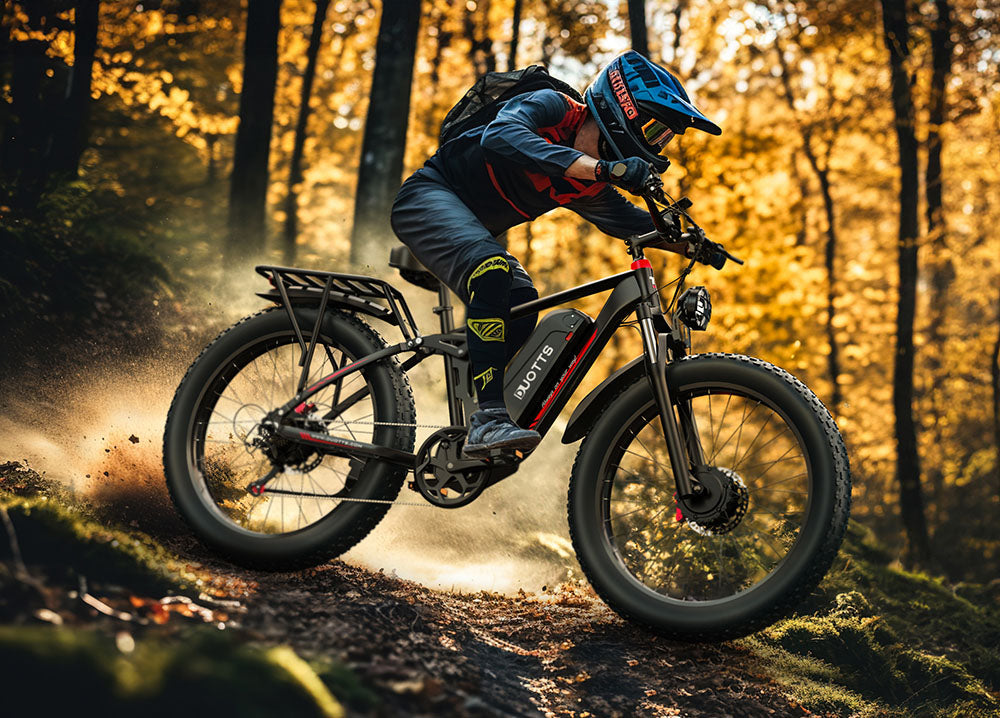Bicicleta Eléctrica DUOTTS S26, Motores 750W*2, Velocidad Máxima 50km/h, Neumáticos Inflables Gruesos de 26*4.0 pulgadas, Batería LG 48V 19.2Ah, Autonomía 120km, Shimano 7 Velocidades, Carga Máxima 150kg