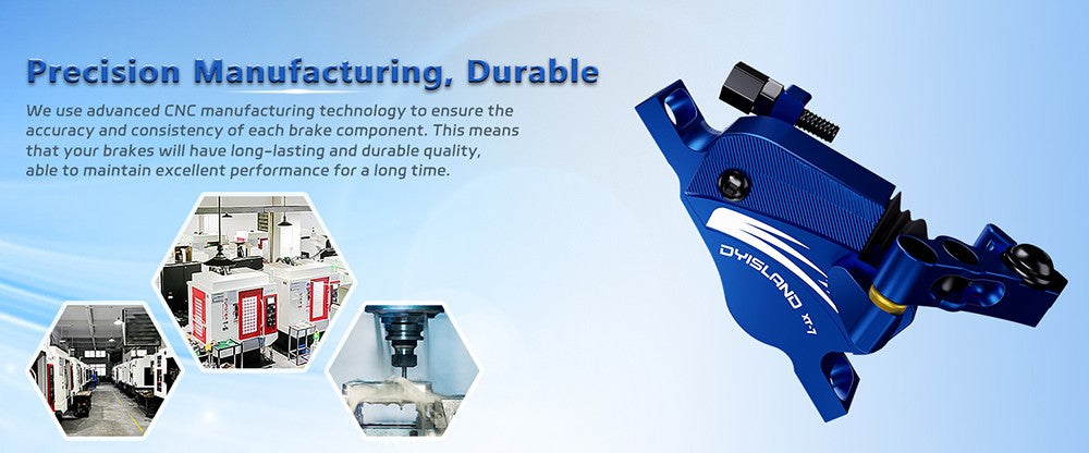 Pinzas de freno de disco hidráulicas DYISLAND XT-7, freno delantero y trasero accionado por cable para MTB / bicicleta de carretera / bicicleta eléctrica - Amarillo