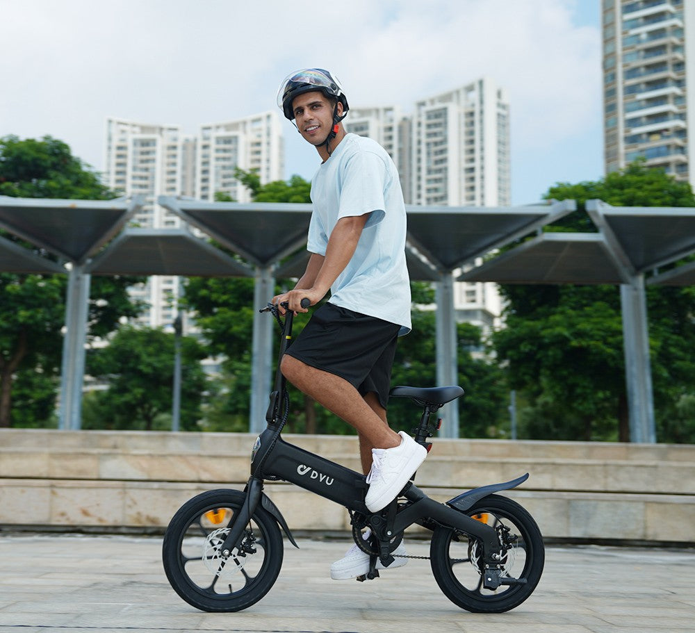 DYU A16 Elektrofahrrad, 250-W-Motor, 36-V-10-Ah-Akku, 16-Zoll-Reifen, 25 km/h Höchstgeschwindigkeit, 55 km Reichweite, Doppelscheibenbremsen – Schwarz