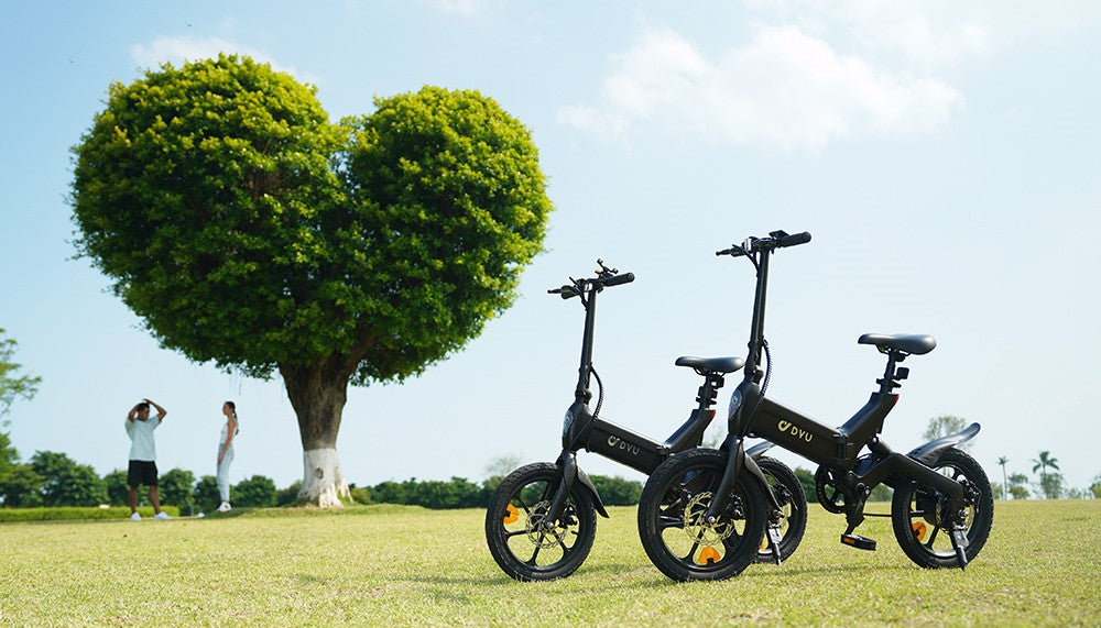 DYU A16 Elektrofahrrad, 250-W-Motor, 36-V-10-Ah-Akku, 16-Zoll-Reifen, 25 km/h Höchstgeschwindigkeit, 55 km Reichweite, Doppelscheibenbremsen – Schwarz