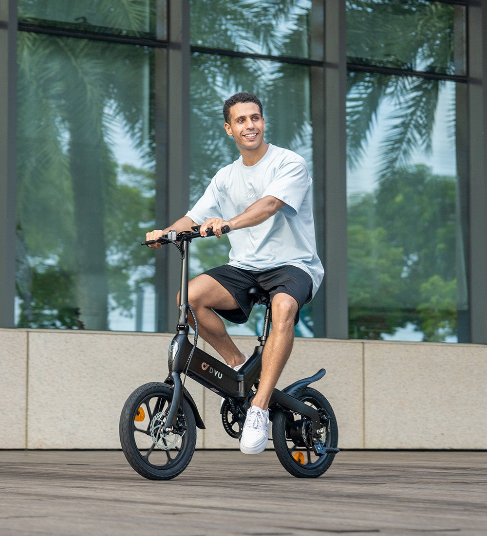 DYU A16 Elektrofahrrad, 250-W-Motor, 36-V-10-Ah-Akku, 16-Zoll-Reifen, 25 km/h Höchstgeschwindigkeit, 55 km Reichweite, Doppelscheibenbremsen – Schwarz
