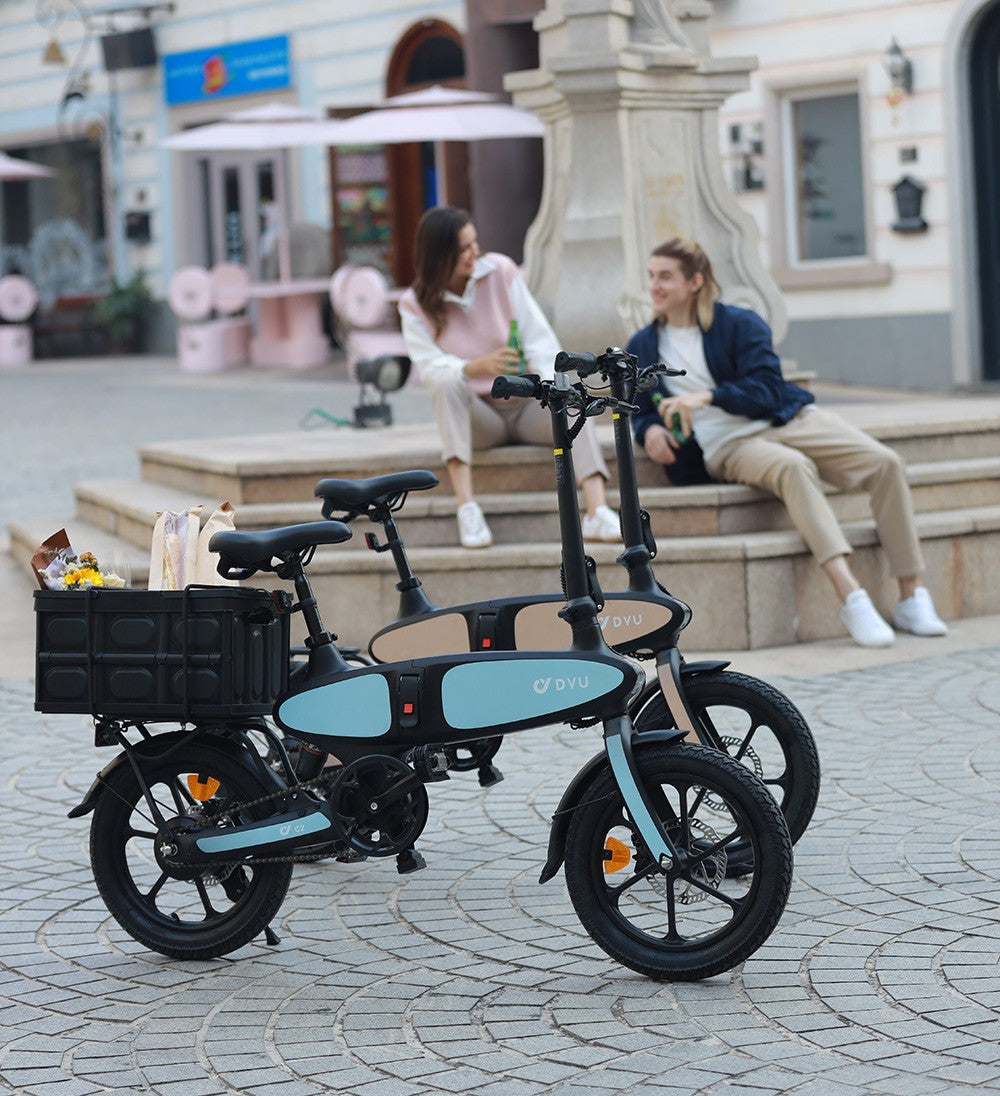 DYU C2 Elektrofahrrad, 250-W-Motor, 48-V-7,5-Ah-Akku, 16 x 2,5-Zoll-Reifen, 25 km/h Höchstgeschwindigkeit, 40 km Reichweite, Doppelscheibenbremsen, LED-Display
