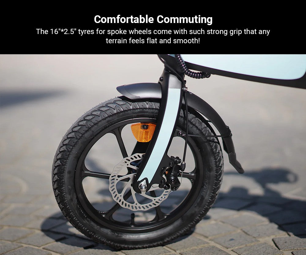 DYU C2 Elektrofahrrad, 250-W-Motor, 48-V-7,5-Ah-Akku, 16 x 2,5-Zoll-Reifen, 25 km/h Höchstgeschwindigkeit, 40 km Reichweite, Doppelscheibenbremsen, LED-Display