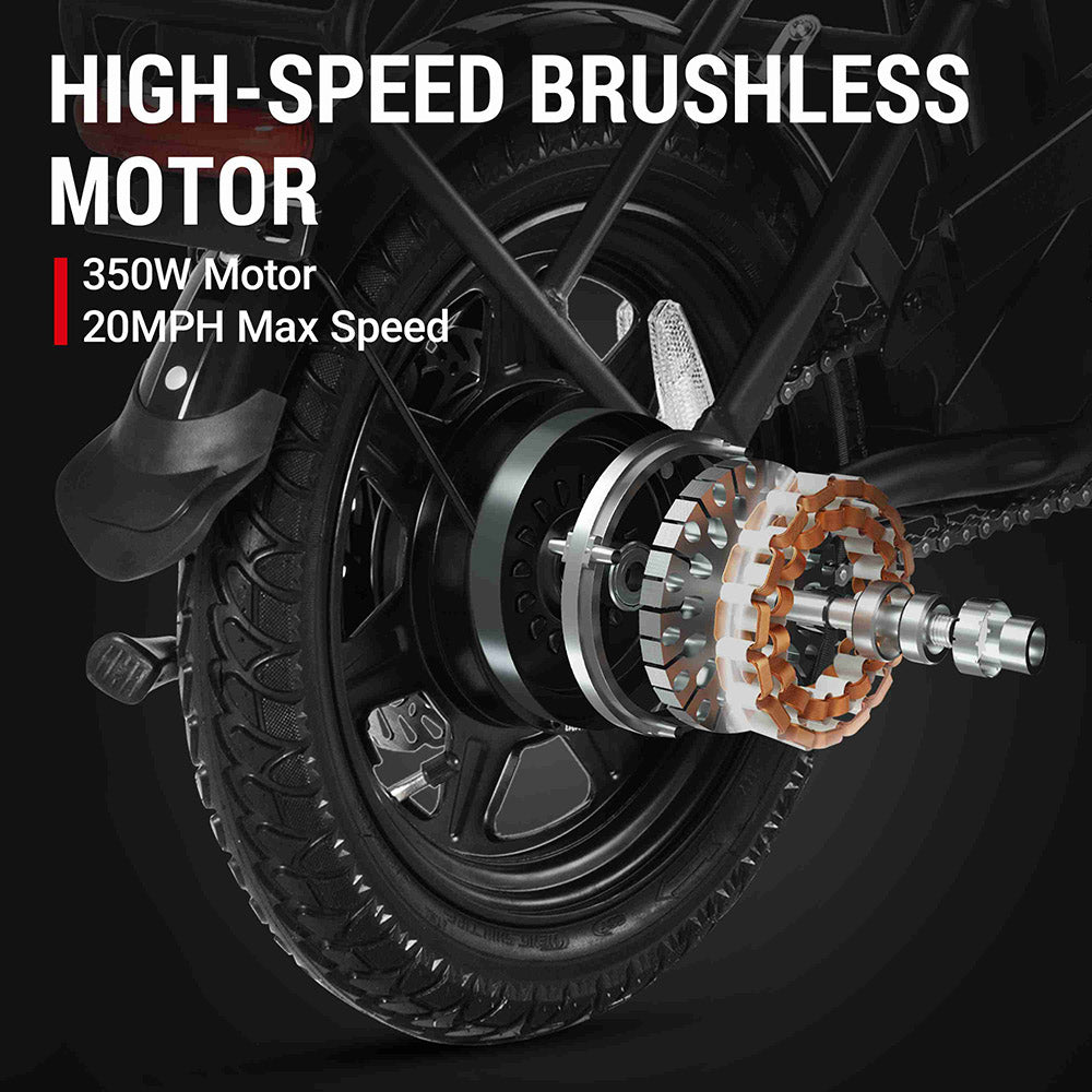 Bicicleta eléctrica plegable DYU C3, motor de 250 W, batería de 36 V y 7,5 Ah, neumáticos de 14 pulgadas, velocidad máxima de 25 km/h, autonomía de 37 km, frenos de disco delanteros y traseros.