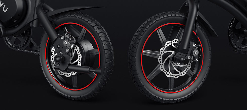 Bicicleta eléctrica plegable DYU C3, motor de 250 W, batería de 36 V y 7,5 Ah, neumáticos de 14 pulgadas, velocidad máxima de 25 km/h, autonomía de 37 km, frenos de disco delanteros y traseros.