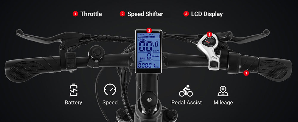 Bicicleta eléctrica DYU C5 City, motor de 250 W, batería de 48 V 10 Ah, neumáticos de 27,5 pulgadas, velocidad máxima de 25 km/h, autonomía de 65 km, frenos de disco dobles, Shimano de 7 velocidades.