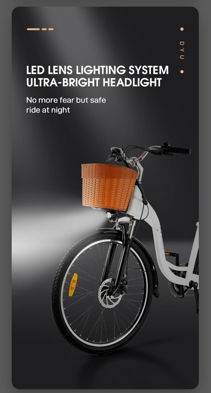 DYU C6 Elektrofahrrad, 350-W-Motor, Höchstgeschwindigkeit 25 km/h, 36-V-12,5-Ah-Akku, maximale Reichweite 70 km – Schwarz