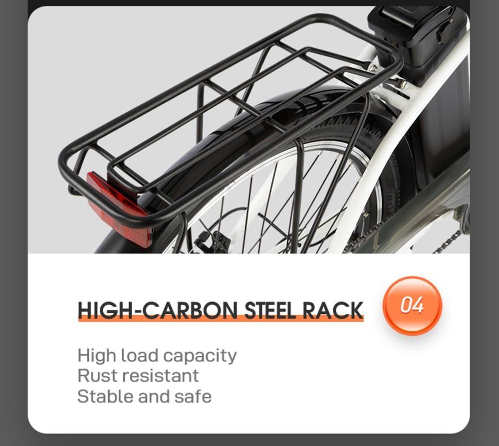 DYU C6 Elektrofahrrad, 350-W-Motor, Höchstgeschwindigkeit 25 km/h, 36-V-12,5-Ah-Akku, maximale Reichweite 70 km – Schwarz
