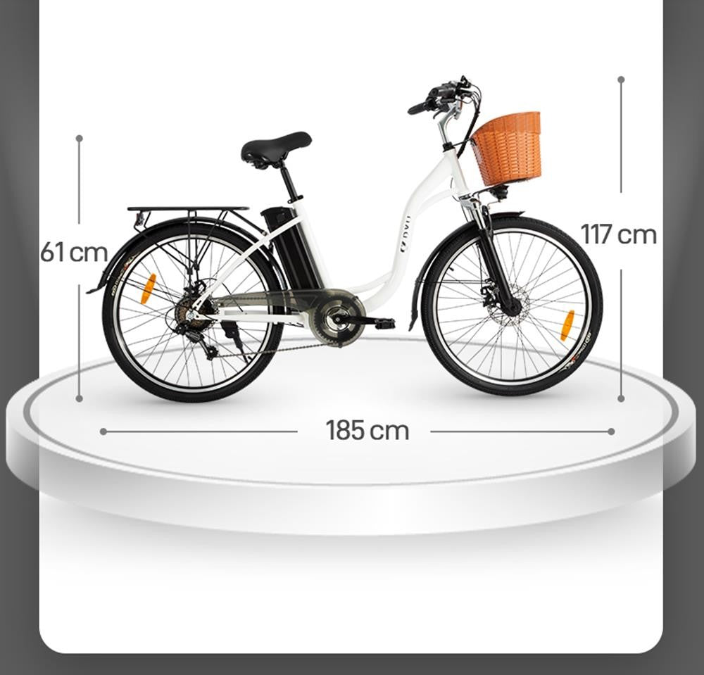DYU C6 Elektrofahrrad, 350-W-Motor, Höchstgeschwindigkeit 25 km/h, 36-V-12,5-Ah-Akku, maximale Reichweite 70 km – Schwarz