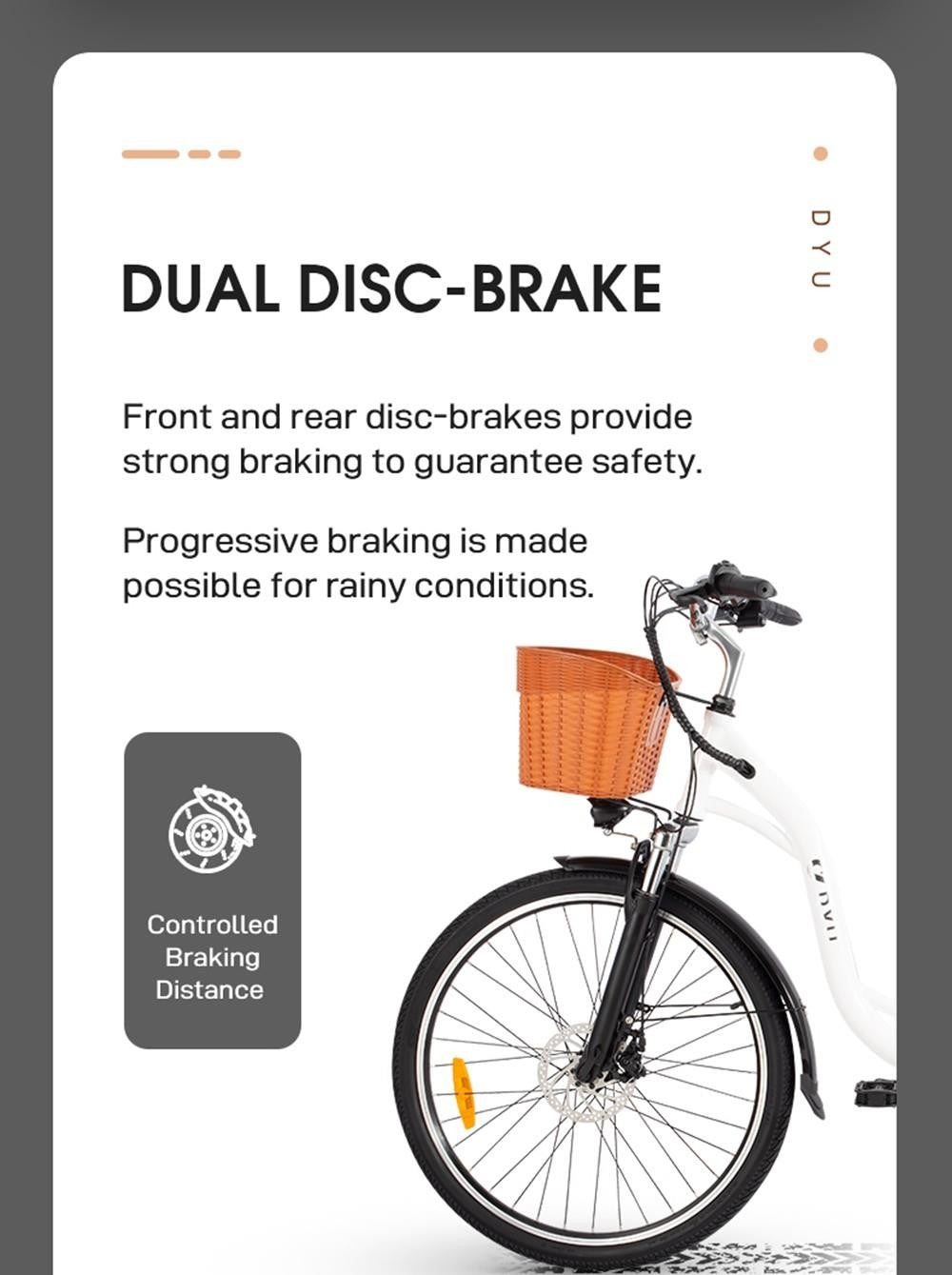 DYU C6 Elektrofahrrad, 350-W-Motor, Höchstgeschwindigkeit 25 km/h, 36-V-12,5-Ah-Akku, maximale Reichweite 70 km – Schwarz