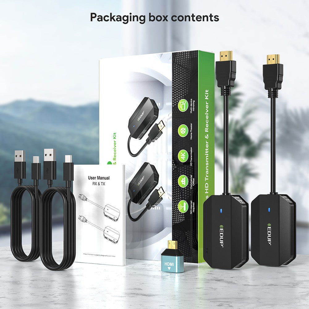 EDUP EH-WD9905 Wireless HDMI Transmitter and Receiver, 98ft Transmission, Plug and Play, Compatible with Android / Windows /iOS / Mac OS