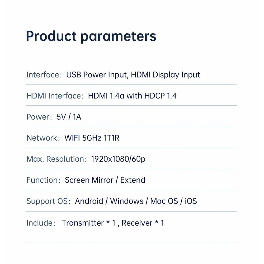 EDUP EH-WD9906 Wireless HDMI Transmitter and Receiver, Plug & Play, Screen Mirror & Extend, 98ft Transmission, 1RX to 8TXs