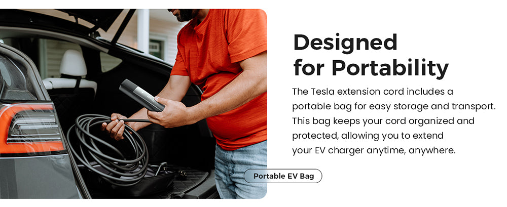 Evgoer EG-C0007 Extension Cord for Tesla, 16.4ft Cable, 32A Max Support 7.68kW with NACS Connector, IP66 Waterproof, for Level 1 and 2 EV Charger, Compatible with All Tesla Models