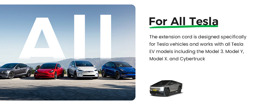 Cable de extensión Evgoer EG-C0008 para Tesla, cable de 5 m (16,4 pies), soporte máximo de 50 A y 12 kW con conector NACS, impermeable IP66, para cargadores de vehículos eléctricos de nivel 1 y 2, compatible con todos los modelos Tesla.